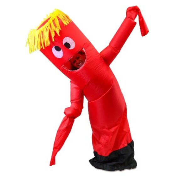 Two Adult Inflatable Costume, Red Tube Dancer with Wacky Waving Arm Flailing. - Picture 3 of 11
